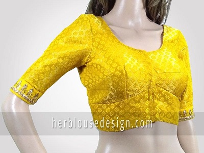 Yellow Silk blouse with embellishment