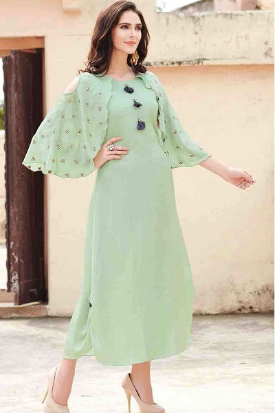 Cape Sleeves Cotton Kurti For Office
