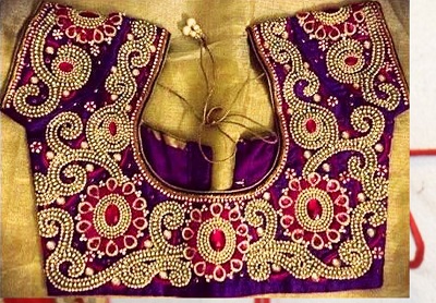 Purple Silk Heavy Blouse Design For Ceremonies