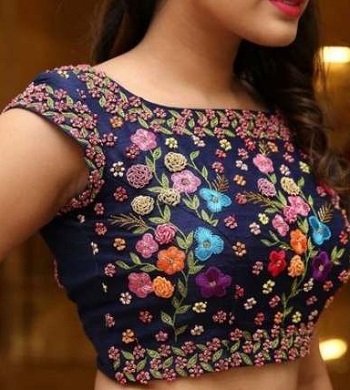 Boat Neckline Embroidered Bridal Blouse