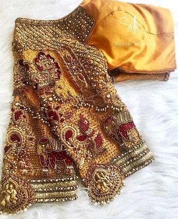 Designer Golden Idol Work Blouse