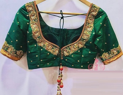 Green Bridal Blouse With Strings