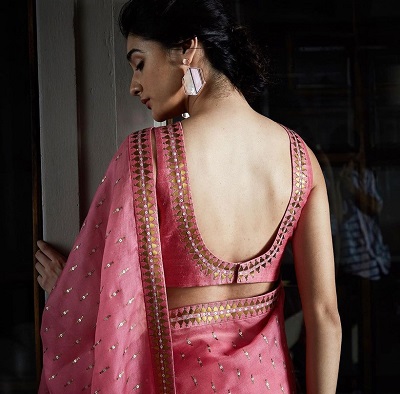 Beautiful Silk Saree Back Neck Design