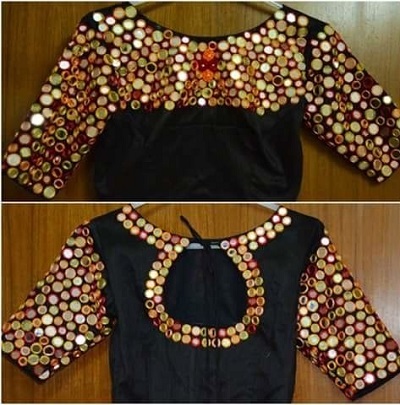 Black Cotton Art Silk Blouse Design