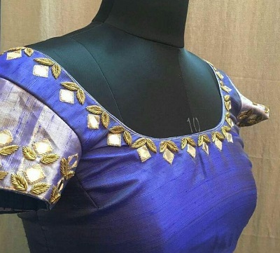 Brocade Mirror Embellished Saree Blouse