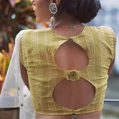 Cutwork Cotton Silk Back Neck Design