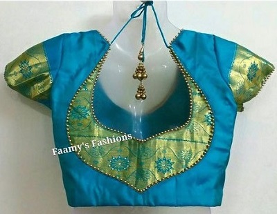 Double Patch Work Silk Back Neck Design