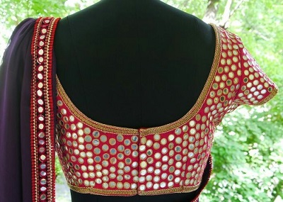 Full Mirror Work Red Blouse