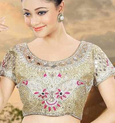 Golden Heavy Embroidered Blouse Design