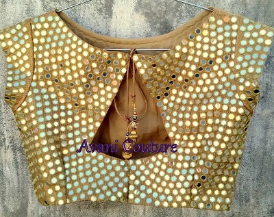 Golden Small Mirror Work Party Wear Blouse