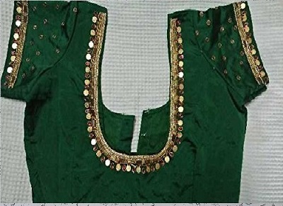 Green Cotton Silk Simple Festive Blouse