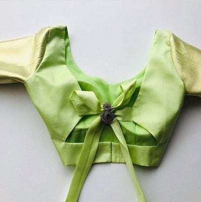 Green Silk Back Neck Design