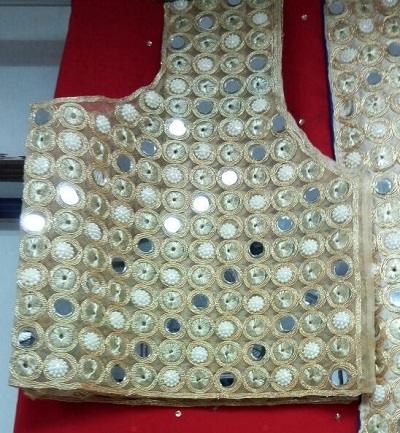 Heavy Mirror And Zari Embroidered Golden Blouse