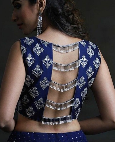 Printed Cotton Silk Embellished Back Design