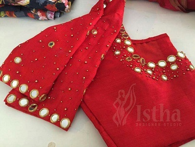 Red Cotton Silk Pattu Blouse
