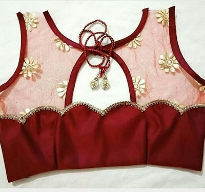 Red Silk Blouse back design