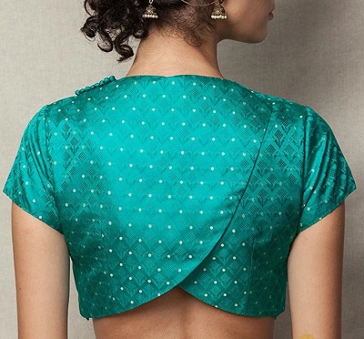 Silk overlapping back blouse design
