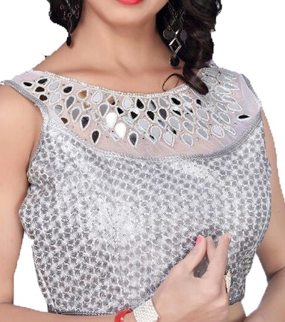 Silver Patchwork Mirror Gota Blouse