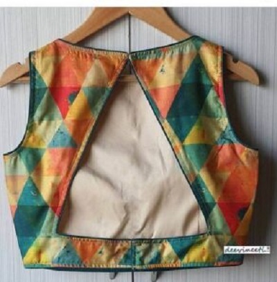 Simple Triangle Cut Silk Back Blouse Design