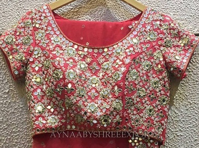 Small Mirror Embellished Bridal Blouse Design