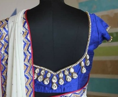 Stone Work Back Silk Blouse