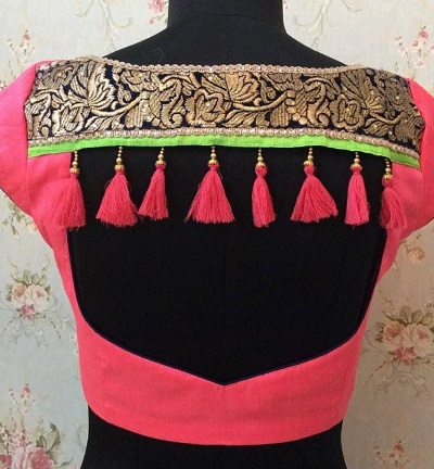 Tassel Work Cotton Silk Back Blouse Design