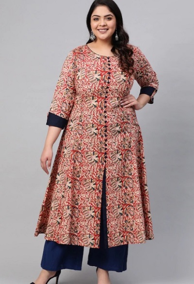 A-Line Buttoned Summer Cotton Kurta