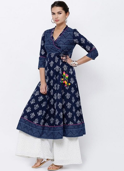 Angrakha Pattern Block Print Kurti