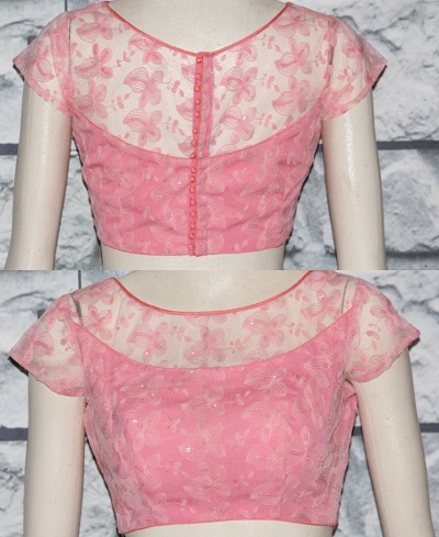 Boat Neck Pink Blouse Design