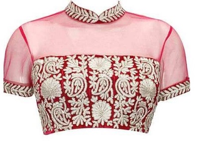 Collared Embroidered Front Neck Blouse Design