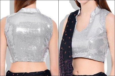 Collared Silver Sequin Blouse