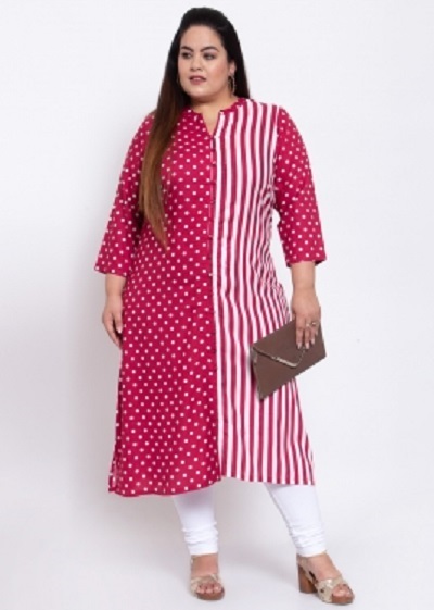 Colourblocked Vertical Print Kurta