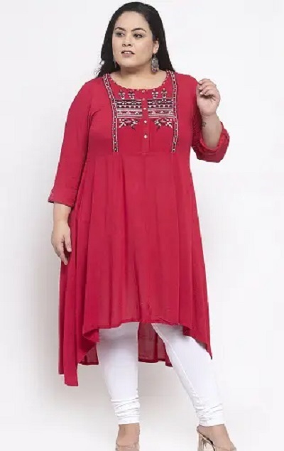 Cotton Embroidered High Low Kurta