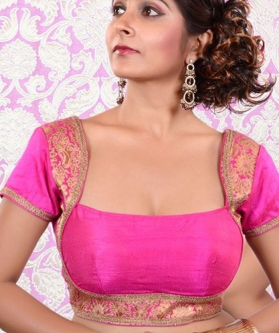 Deep Choli Cut Pattern Front Neck Blouse