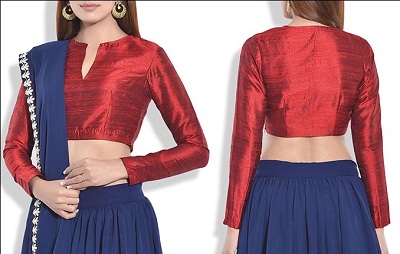 Designer Red Silk Full Sleeve Blouse