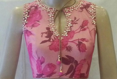 Embellished High Neck Blouse Design