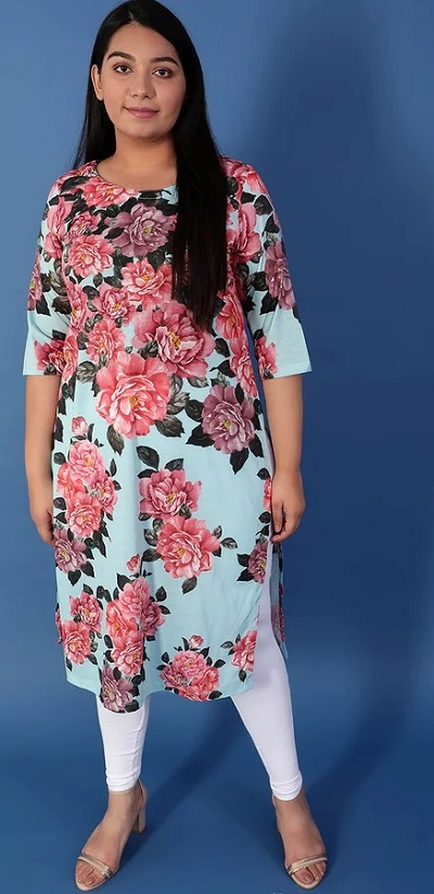 Floral Printed Boat Neck Kurta