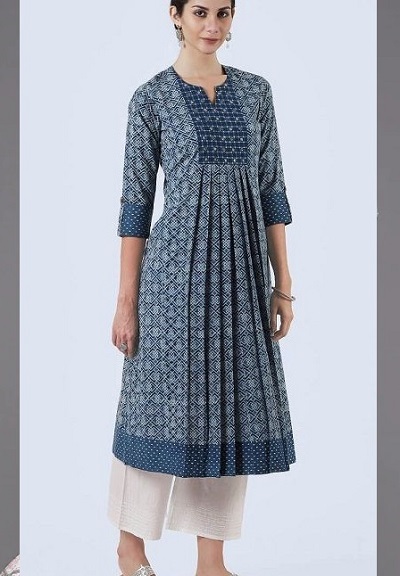 Front Pleated Cotton Fabric Kurti