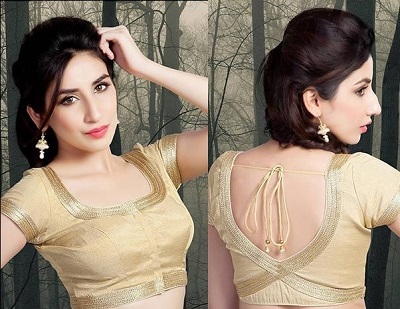 Golden Blouse Back And Front Styl
