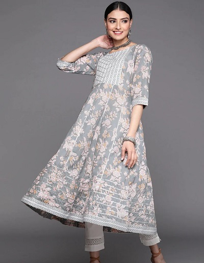 Gota Work Printed Cotton Party Wear Kurti