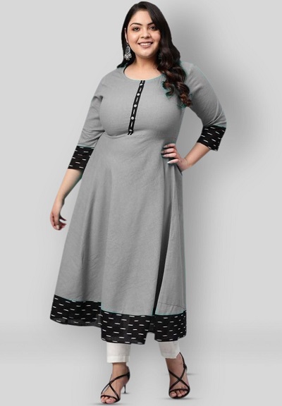 Grey And Black Healthy Women Kurta