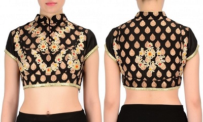 High Neck Collar Blouse Front Back Design