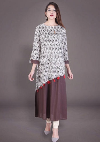 Layered Cotton Kurti With Tassels