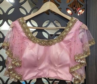 Pink Net Butterfly Sleeve Blouse