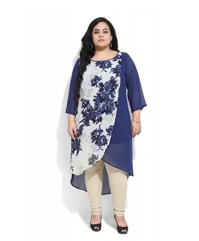 Plus Size Overlapping Pattern Cotton Kurta