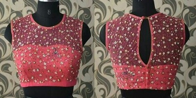 Sequined Net Fabric Blouse Design