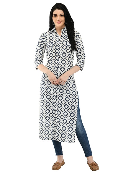 Shirt Style Long Cotton Kurti Cotton Kurti Design