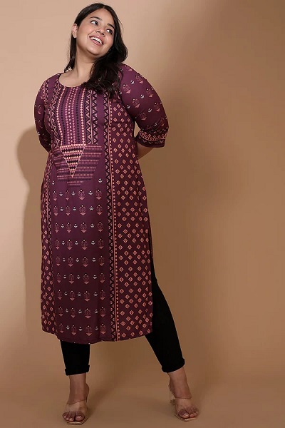 Straight Fit Printed Kurta For Plus Size Women