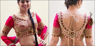 Stylish Patch Work Bridal Blouse Front And Back