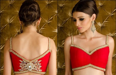 Stylish Red Strappy Blouse Front And Back